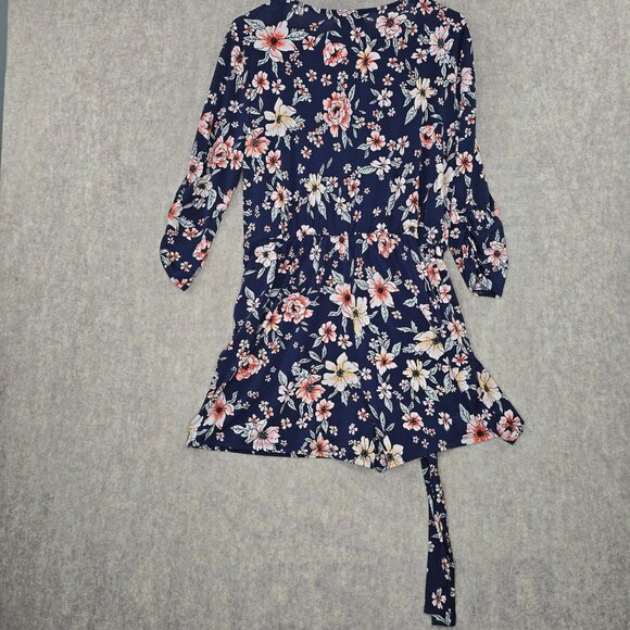 Maurices Floral Print Wrap-Style Navy Romper Medium - Picture 2 of 7